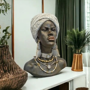 Resina Busto Africano Mujer Estatua Cultural Dama Estatuilla Adorno Decoración del Hogar - Imagen 1 de 8