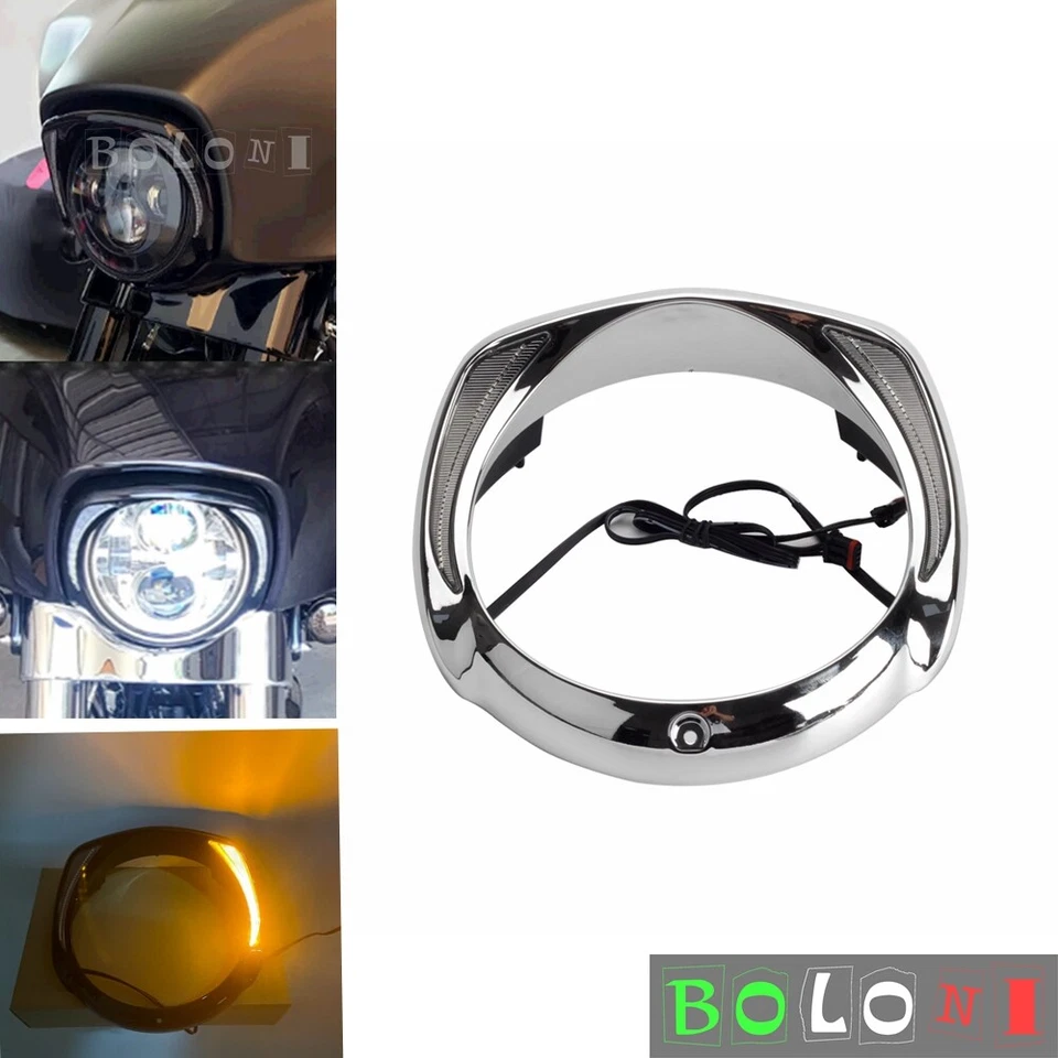 Bisel de faros LED para Harley Electra Glide Street Glide Tri Glide 2014-2022 Foto 1 de 4