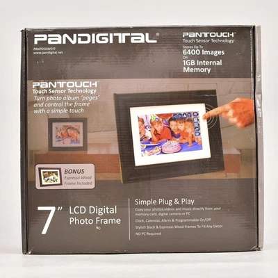PANDIGITAL PANTOUCH 7" LCD DIGITAL PHOTO FRAME TWO FRAMES 1GB MEMOMY SD CARD REM - Image 1 of 4