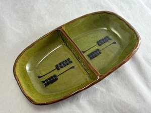 Plato de cerámica de estudio de 2 secciones esmaltado verde vintage años 60 DIETER KUNZEMANN - Imagen 1 de 7