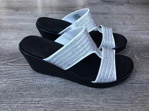 Skechers Womens Size 10 Luxe Foam Rumble Sparkle Synthetic Wedge Sandals 119001 - Picture 1 of 11