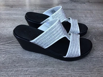 Skechers Womens Size 10 Luxe Foam Rumble Sparkle Synthetic Wedge Sandals 119001 - Image 1 of 4