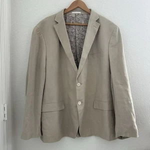 Lauren Ralph Lauren Black Label Blazer 50R 100%Linen Neutral Summer Quiet Luxury - Picture 1 of 11