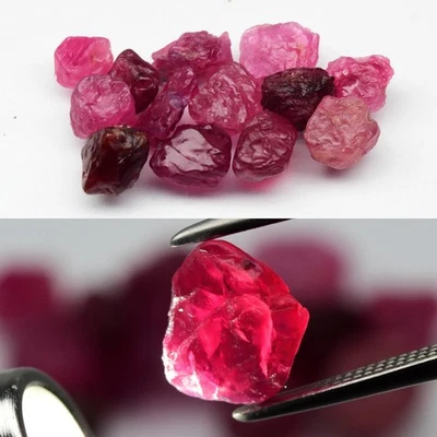 💎 Lote de 13 piezas de espinela rosa roja púrpura natural áspera de 20,58 quilates - gemas de Myanmar Foto 1 de 4
