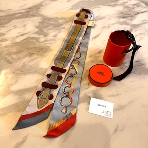 HERMES Scarf Twilly Inventaire Poetique de Brides a Bloc Silk W/Box Unused. - Picture 1 of 6