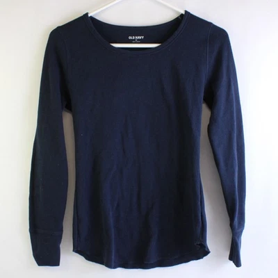 Camisa de pijama de manga larga azul marino oscuro antigua para mujer talla XS Foto 1 de 4