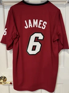 Vintage Adidas Miami Heat LeBron James #6 Christmas Jersey Mens Medium Sleeved - Picture 1 of 3