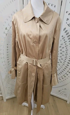 Larry Levine Trench Coat  Women's Large Beige Trench Coat Long Classic Belted  - Image 1 of 4