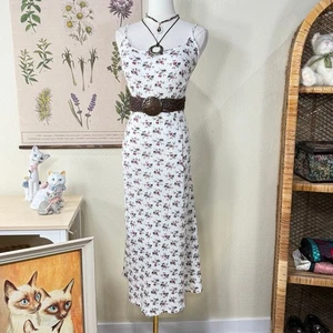 Vintage 90s Y2k Floral Pointelle Midi Dress Cottage Prairie Dollette Dolly 1X 2X - Picture 1 of 6
