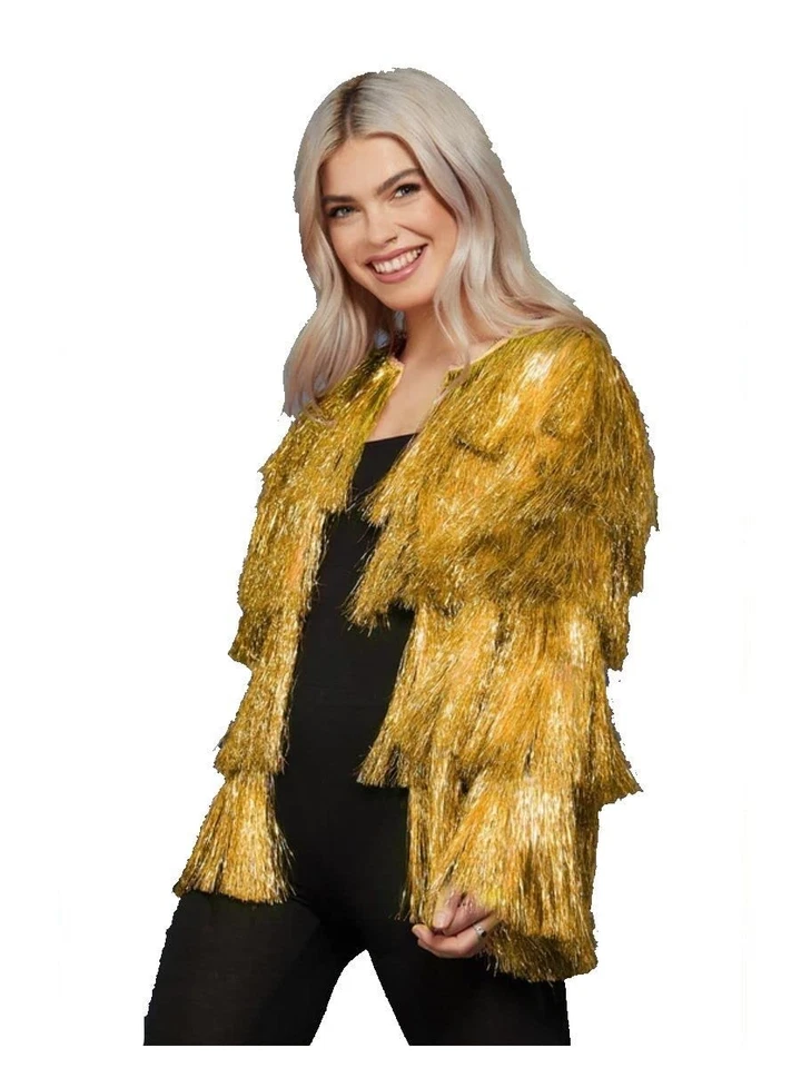 Smiffys Fever Tinsel Festival Jacket, Gold (Size L-X1) - Image 1 of 1