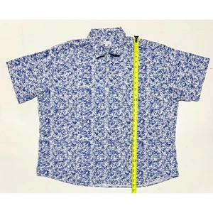 Peter Millar XXL Mens Button Down Shirt Blue White Abstract Palm Leaves - Picture 1 of 5