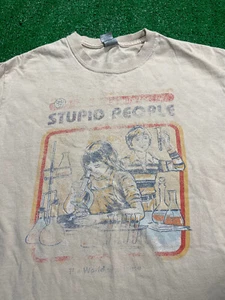 Let's Find A Cure For Stupid People T-Shirt Sz Medium Distressed Worn Retro - Picture 1 of 3