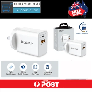 New iQuick 20W PD3.0+QC3.0 Fast Charging Adapter iPhone iPad Samsung and more - Picture 1 of 1
