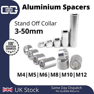 Aluminium Standoff Spacers M4 M5 M6 M8 M10 M12 Stand Off Collar Round Bush • 2.90£