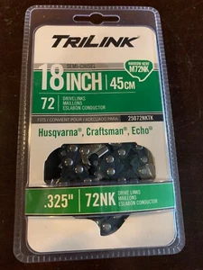 18" CHAINSAW CHAIN semi-chisel .325" narrow kerf M72NK TriLink 25072NKTK New! - Picture 1 of 3