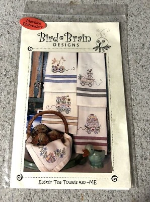 Easter Tea Towels Spring Animal Bunny Rabbit Pattern Template 4" x 4" Embroidery - Image 1 of 2