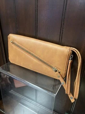 Free People Brown Distressed Vegan Long Wallet Boho Zip Around Wristlet - Image 1 of 4