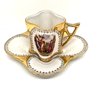 Antique S.I.M.A.C. Castellia Neoclassical Nymphs Demitasse Cup and Saucer - Picture 1 of 23