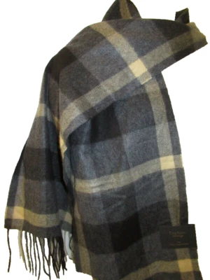 Bufanda tejida 100 % cachemir gris camel a cuadros Club Room para hombre nueva Foto 1 de 4