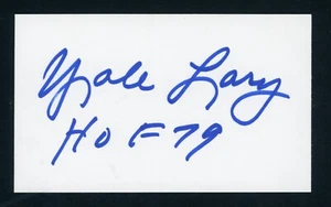 Yale Lary DECASED NFL Football Hall of Fame signed 3x5 Karteikarte E26236 - Bild 1 von 1