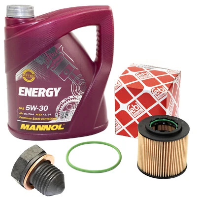 MANNOL Motoröl Ölfilter FEBI Set 5W30 4 Liter + Ölablassschraube für Seat Ibiza VW Fox