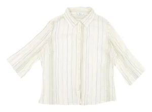BHS Women's White Striped 3/4 Sleeve Button-Up Shirt - Picture 1 of 12