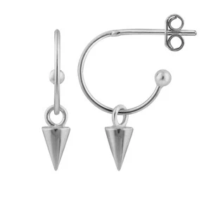 sterling silver spike charm open hoop stud earrings - Picture 1 of 7