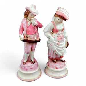 Raro par de estatuillas de músico francés de porcelana de galletas del siglo XVIII - Imagen 1 de 14
