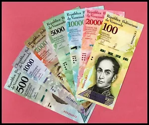 Venezuela UNC Set Note 500 - 100000 Bolivares 2016 - 2017 Lotto 7 Pezzi - Foto 1 di 3