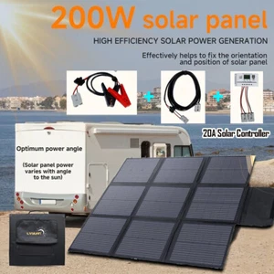 200W Folding Solar Panel Kit With 20A Controller Home Camping Solar 5m cable - Picture 1 of 18