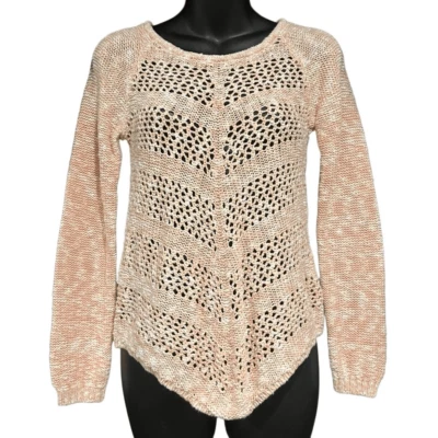 Suéter pulôver de malha Mudd salmão e branco feminino tamanho 14 - Imagem 1 de 4