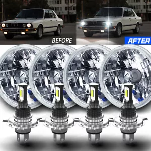 5-3/4" White LED Halo LED Light Bulb Crystal Clear Headlight Angel Eye Set - Picture 1 of 17