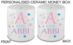Nombre Personalizado Caja de Ahorros Caja de Dinero Regalo Cumpleaños Regalo Idea Niños Bebé - Imagen 1 de 2