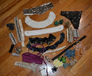 LOTE de apliques artesanías de encaje brillante collares nariz lentejuelas de colección adornos - Imagen 1 de 15
