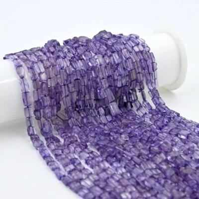 5 Strang AAA Natürlicher Lila Amethyst Einfach Rechteck Form Edelstein Perlen... - Bild 1 von 4