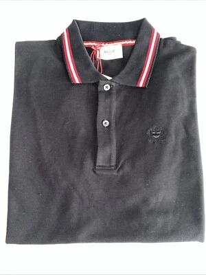 Nueva Camisa Polo Bally Negra Algodón Bolsillo Bally Cuello Rayas Talla L Precio de venta sugerido por el fabricante 260 USD Foto 1 de 4