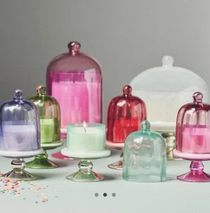 Anthropologie Mini Cake Stand Gourmand Glass Candle Cloche Ocean Blue NEW IN BOX - Picture 1 of 5