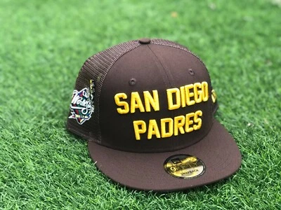 San Diego Padres Snapback Brown Mesh/Trucker Hat Authentic Hat with pin - Image 1 of 3