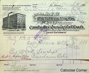 Billete y factura RGS Rio Grande Southern para cupón M.M. Buck Mfg Co 14 de marzo de 1898 - Imagen 1 de 2