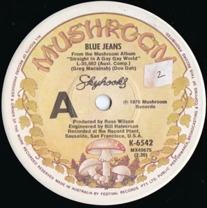 Skyhooks ORIG OZ 45 Blue jeans VG+ ’76 Mushroom K6542 Glam Art Rock - Picture 1 of 1