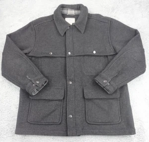 L.L. Bean Mackinaw Jacket Mens Extra Large Gray Flannel Wool Cruiser Plaid Lined - Picture 1 of 11