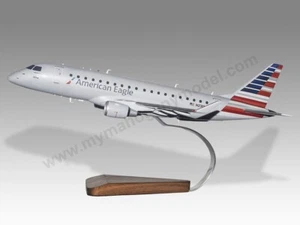 Embraer ERJ-175 American Eagle Desk Wood Airplane New Model Small Scale 1/100 - Picture 1 of 12