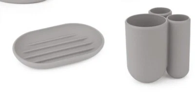 Umbra 023271-918 Touch 5 In Wide ABS Plastic Soap and Toothbrush Holder Gray Set - Image 1 of 4