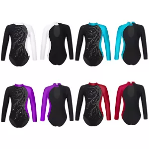 Kinder Mädchen Overall Yoga Tanzbekleidung Turnbody Ballett Tanztrikot Langarm - Bild 1 von 50