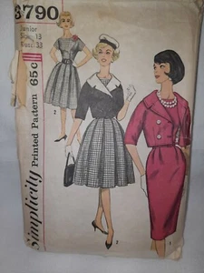 Vintage 60's Simplicity 3790 Adorable One Piece Dress and Jacket Size Junior 13 - Picture 1 of 9