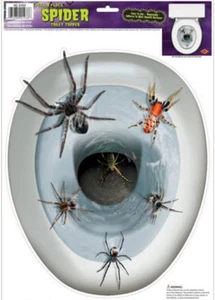 TOILETTER TOPPER Diseño Arañas 1 pegamento tapa baño tapa asiento calcomanía Halloween - Imagen 1 de 1