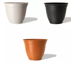 6" Round Off-White, Black, Terra Cotta Recycled Plastic Planter Indoor/Outdoor - Picture 1 of 15