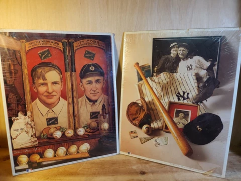 Ty Cobb & Christy Mathewson & Lou Gehrig 1993 MLB Poster Print Collages Cover