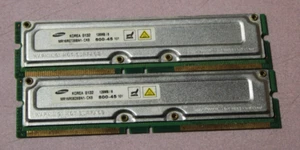 Samsung 256MB Kit - 2x128MB PC800 Non-ECC RDRAM RAMBUS RIMM MR16R0828BN1-CK8 - Picture 1 of 1