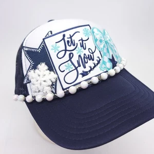 Let it Schneemütze Mütze Weihnachtsmann Schleife Stern Flocken Herz Winter Snapback Trucker - Bild 1 von 9